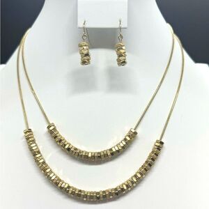 Thalia Sodi Gold Tone Gold Bead Necklace & Earrings Set NWT 18-21in